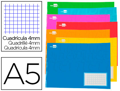 Libreta escolar Liderpapel A5 apaisado 32h 60g/m² c/4mm. colores surtidos